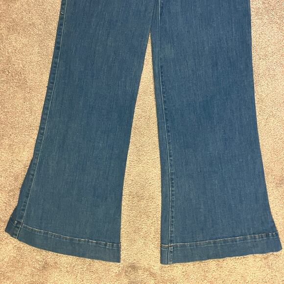 Express Womens Wide Leg Mid Rise Flare Jeans Medium Wash Size 0 1970s Hippie - Picture 9 of 14